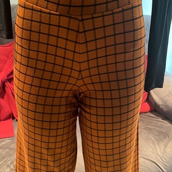 ASOS Wide Leg Culotte Windowpane Pants in Rust - Picture 10 of 13